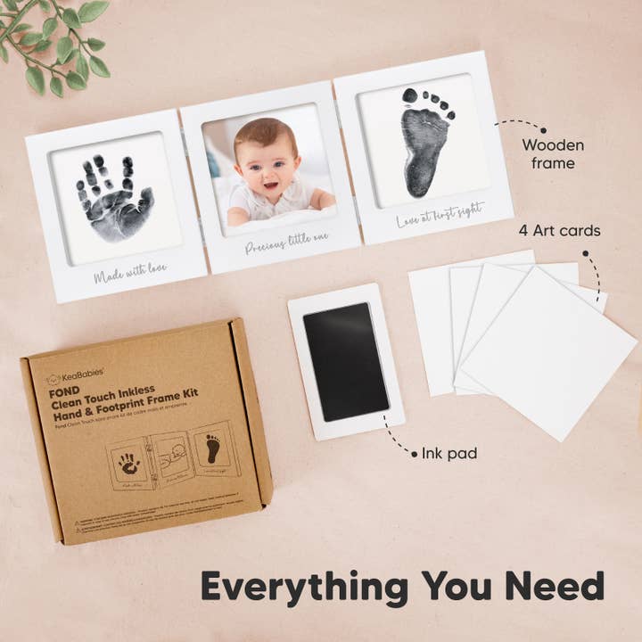 Weiß/Silber KeaBabies Fond Tintensfreies Baby-Hand- und Fußabdruck-Kit, Neugeborenen-Geschenk für den Großhandel auf Faire1