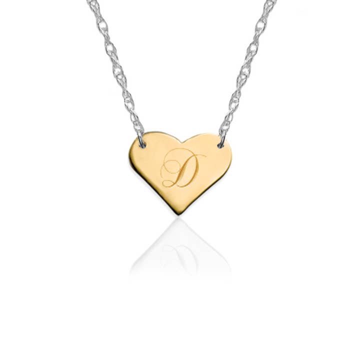 Engraved Initial Heart on Sterling Silver Necklace for wholesale by Jane Basch Jewelry Designs