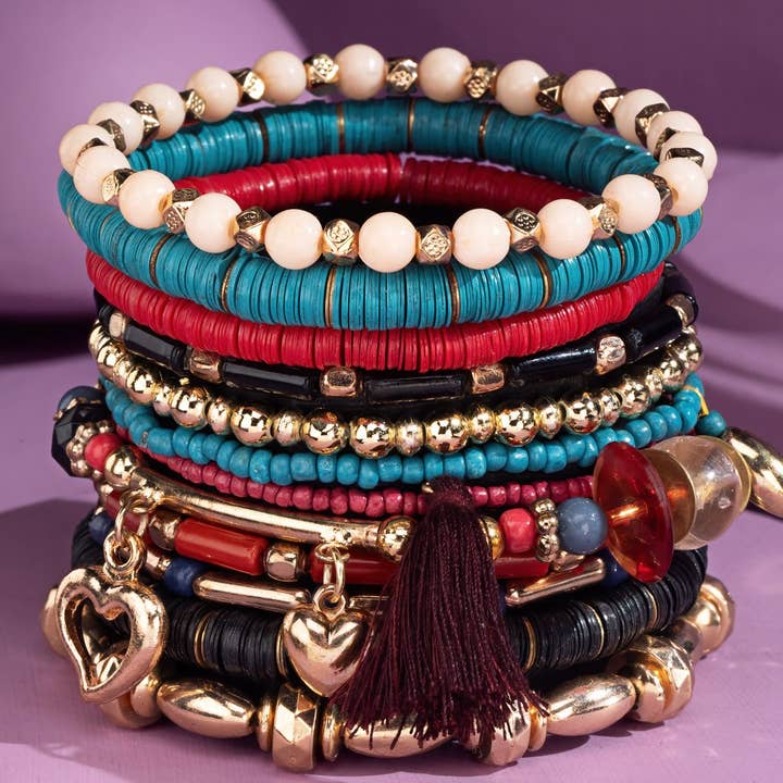 Urbanista - Wholesale Beaded Bracelet - 12 Layered Mixed Beaded Bracelet Set