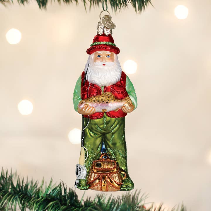 Fly Fishing Santa Ornament for wholesale by Old World Christmas