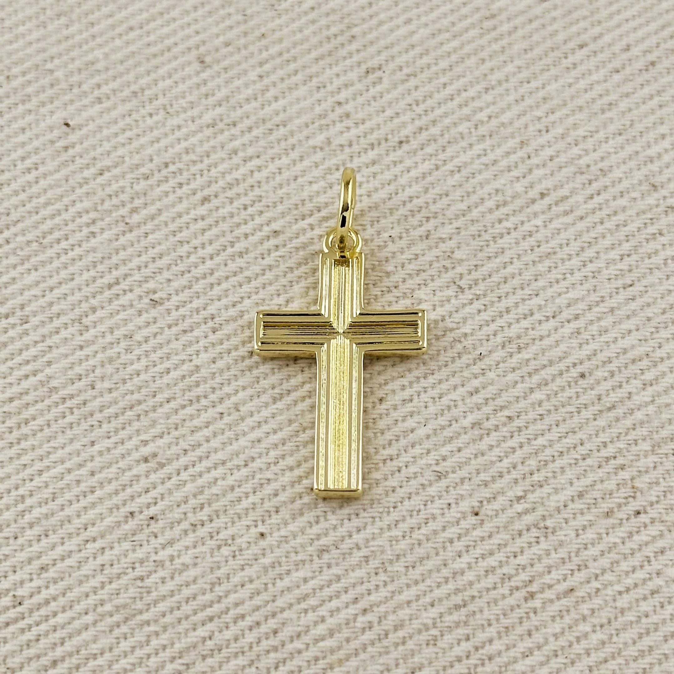 GoldFi – wholesale Individual charm/pendant – 18k Gold Filled Textured Cross Charm4