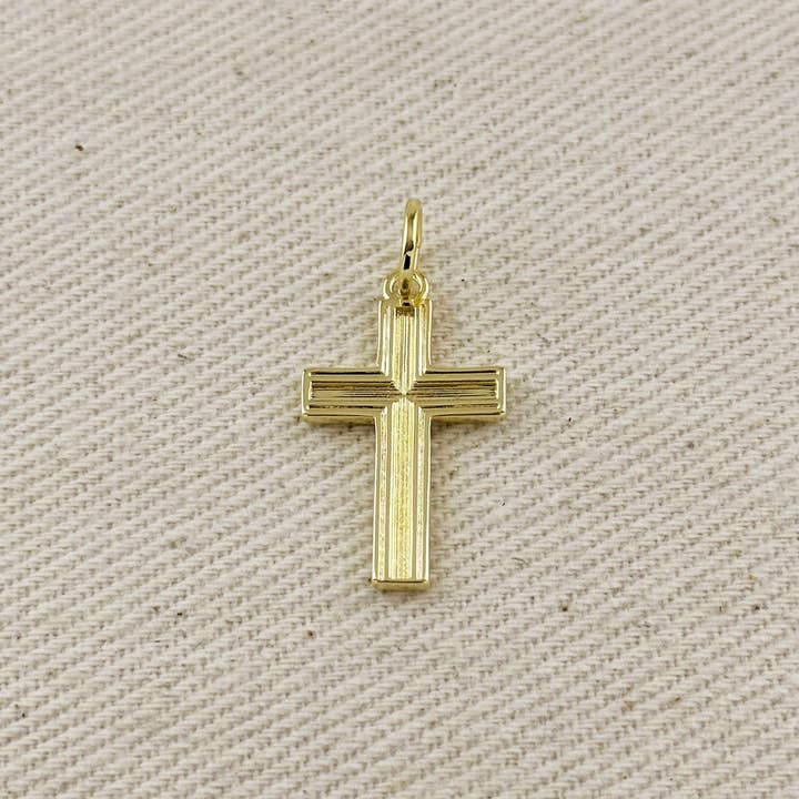 GoldFi - Wholesale Individual Charm/Pendant - 18k Gold Filled Textured Cross Charm4