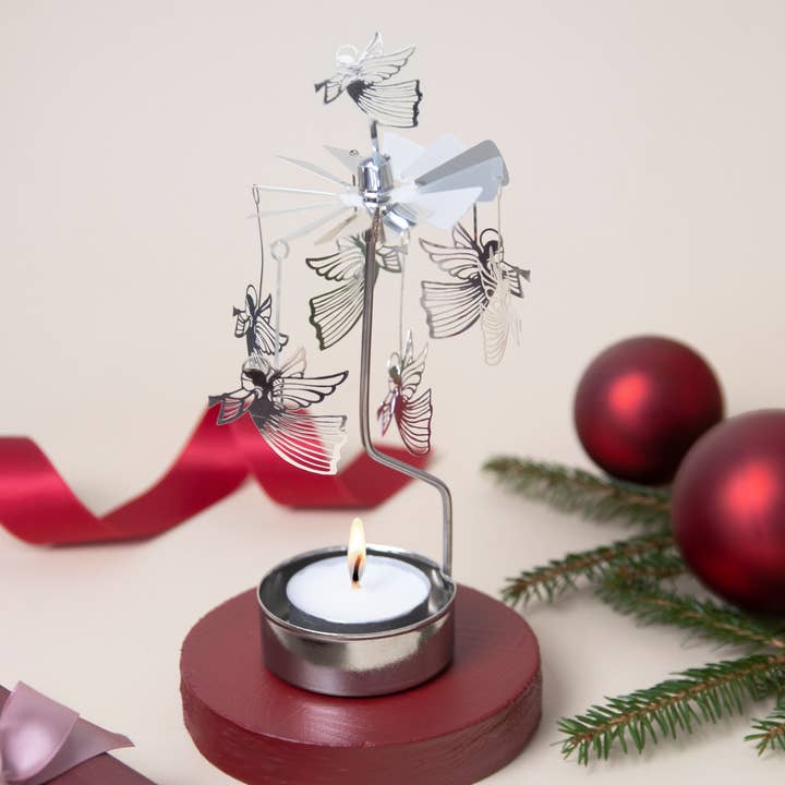 Talla Imports - Wholesale Candle Holder - Rotary Candleholder, Flying Angel, Silver1