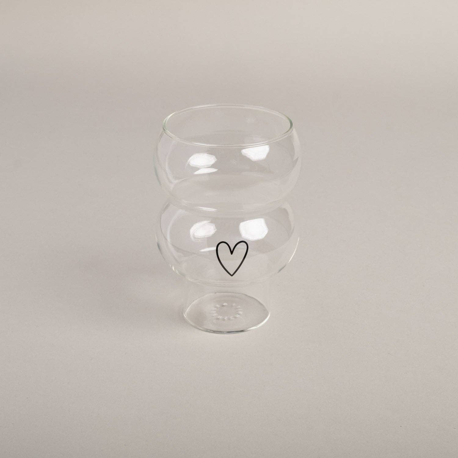 Eulenschnitt - Wholesale Drinking Glass/Cup - Double bubble glass heart (VE = 6 pcs)1