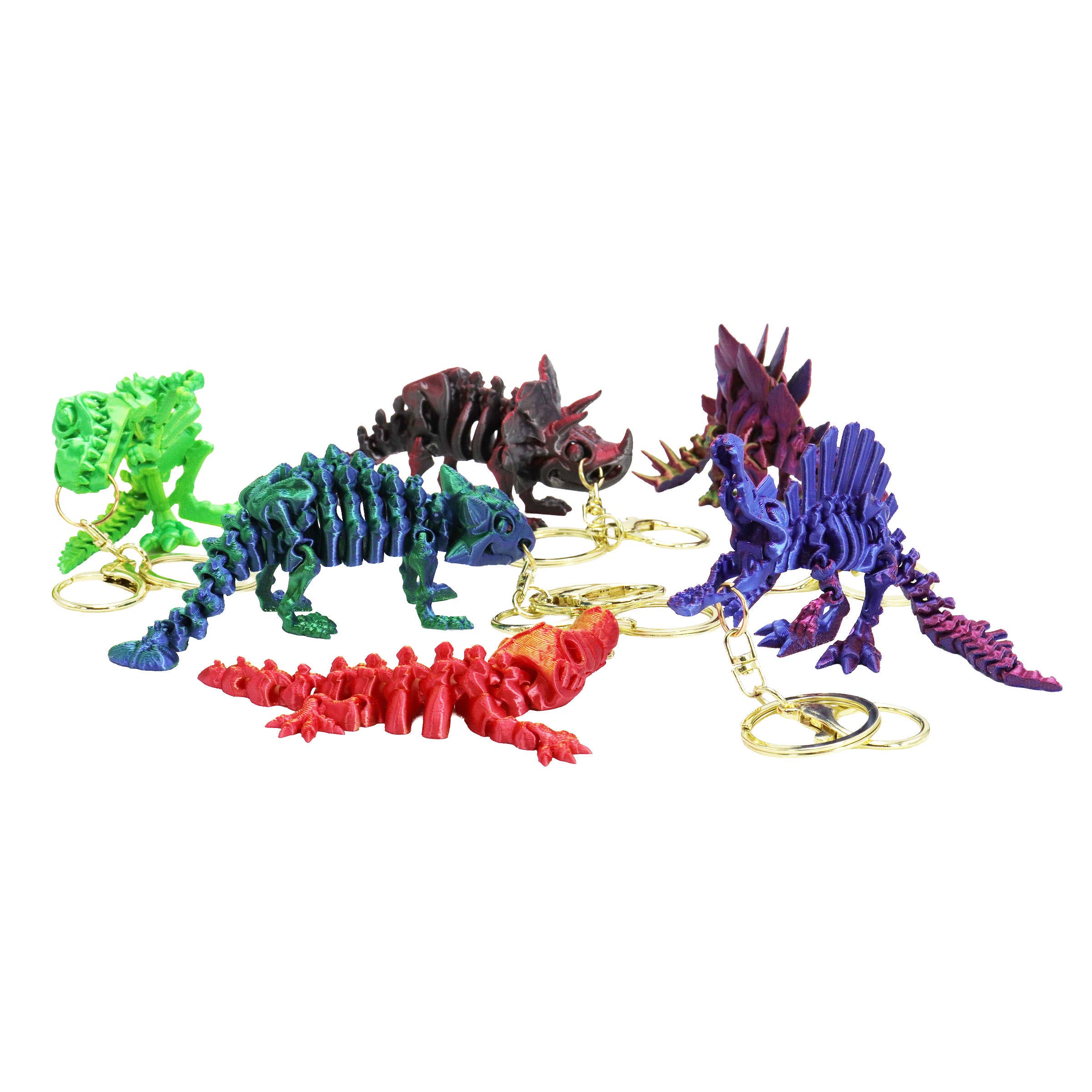 ASSORTED Dinosaur Fossil 3d Print Articulated Key Chain for wholesale on Faire3