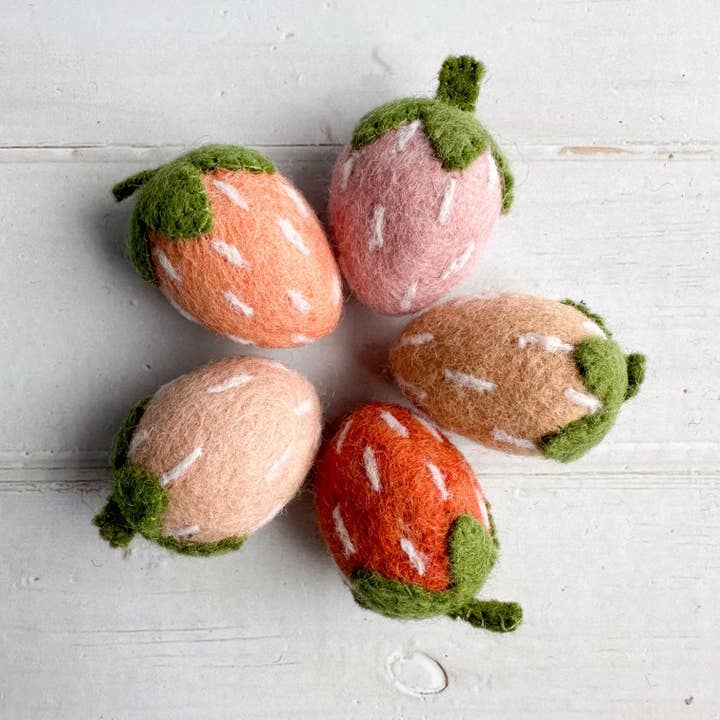 Boho Felt Strawberry Set Of 5 for wholesale by Sewing Seeds Play