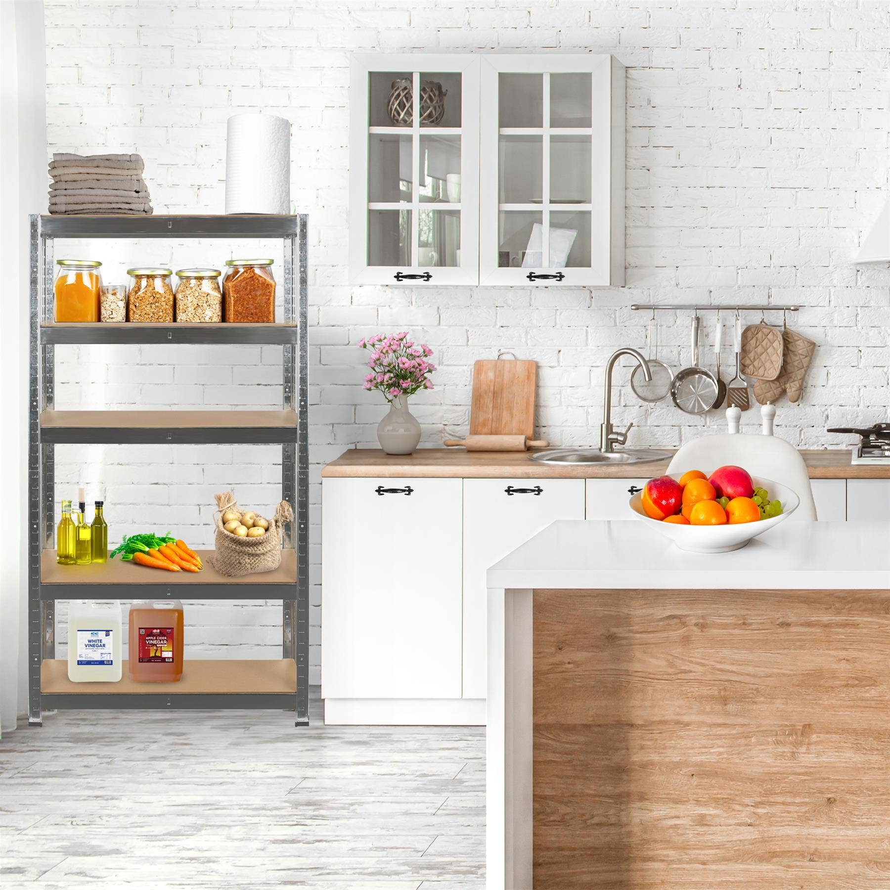 Rinkit Ltd - Vendita all'ingrosso Mensola freestanding - Set da 2 scaffali da garage in acciaio galvanizzato a 5 ripiani - 75 x 30 x 150 cm2