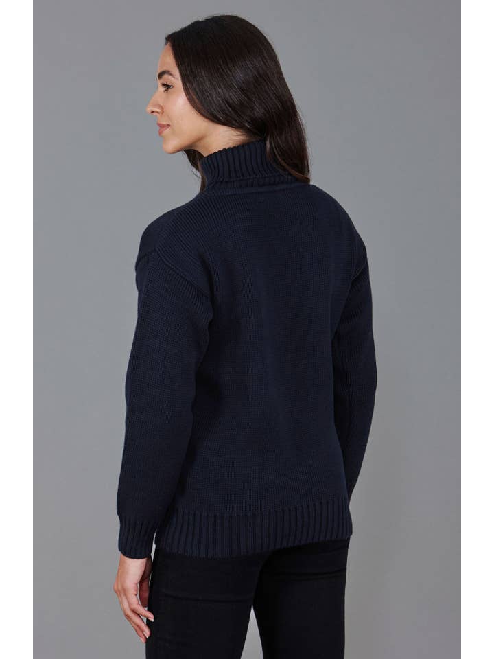 Paul James Knitwear - Vente Pull en maille – femme - Pull à col roulé Submariner en pur coton épais pour femmes12
