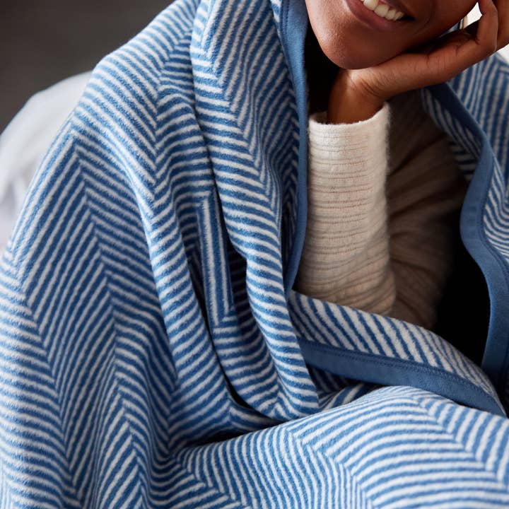 ChappyWrap – wholesale Prydnadsfilt – Harborview Herringbone blåklint filt10