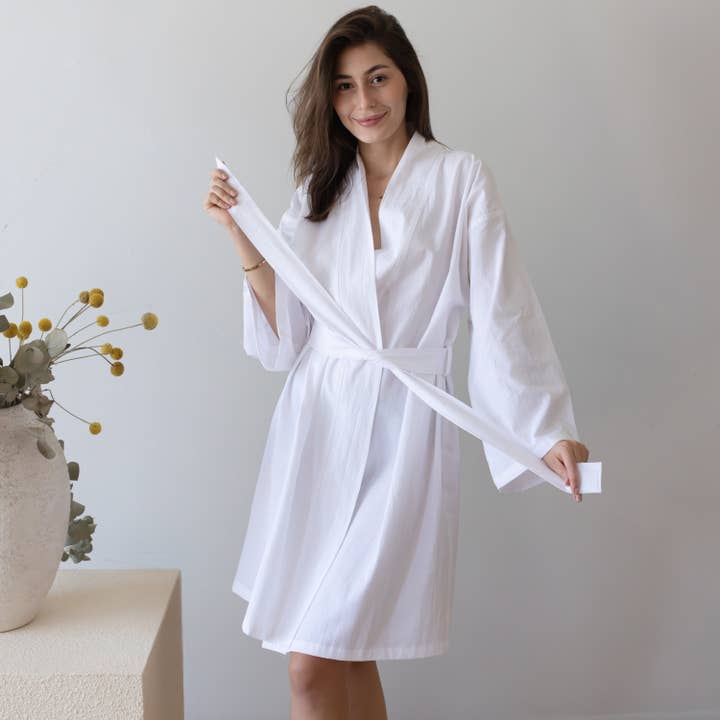 Vivamaison – Großhandel Bademantel – Damen – Leichter Baumwolle-Leinen Kimono Bademantel, Morgenmantel