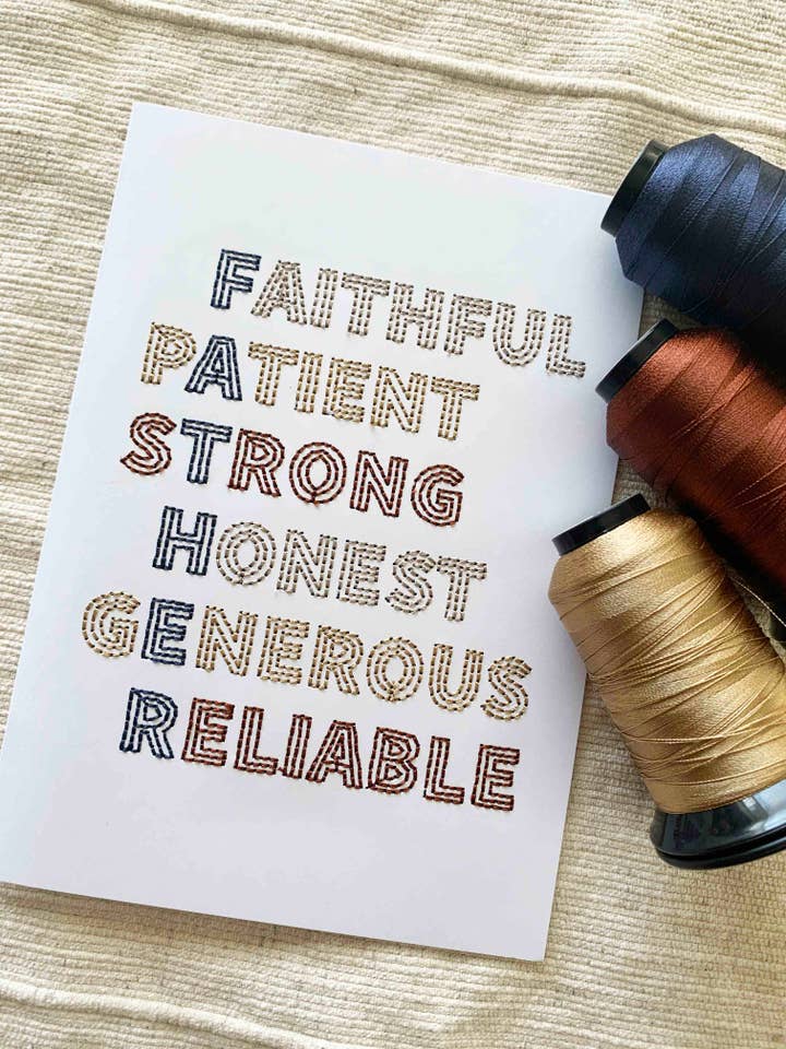 Carte de vœux brodée pour la fête des pères pour la vente par M&N Mercantile