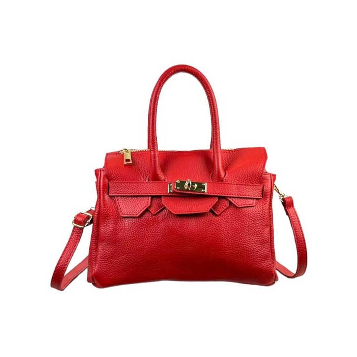 Chenson & Gorett - Wholesale Top Handle Bag - Women's - Women's Italian Leather Handbag with Decorative Front2