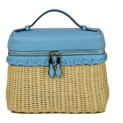 JIJOU CAPRI - Wholesale Crossbody Bag - Women's - IT360 Italian Leather & Raffia Mini Crossbody Bag 3