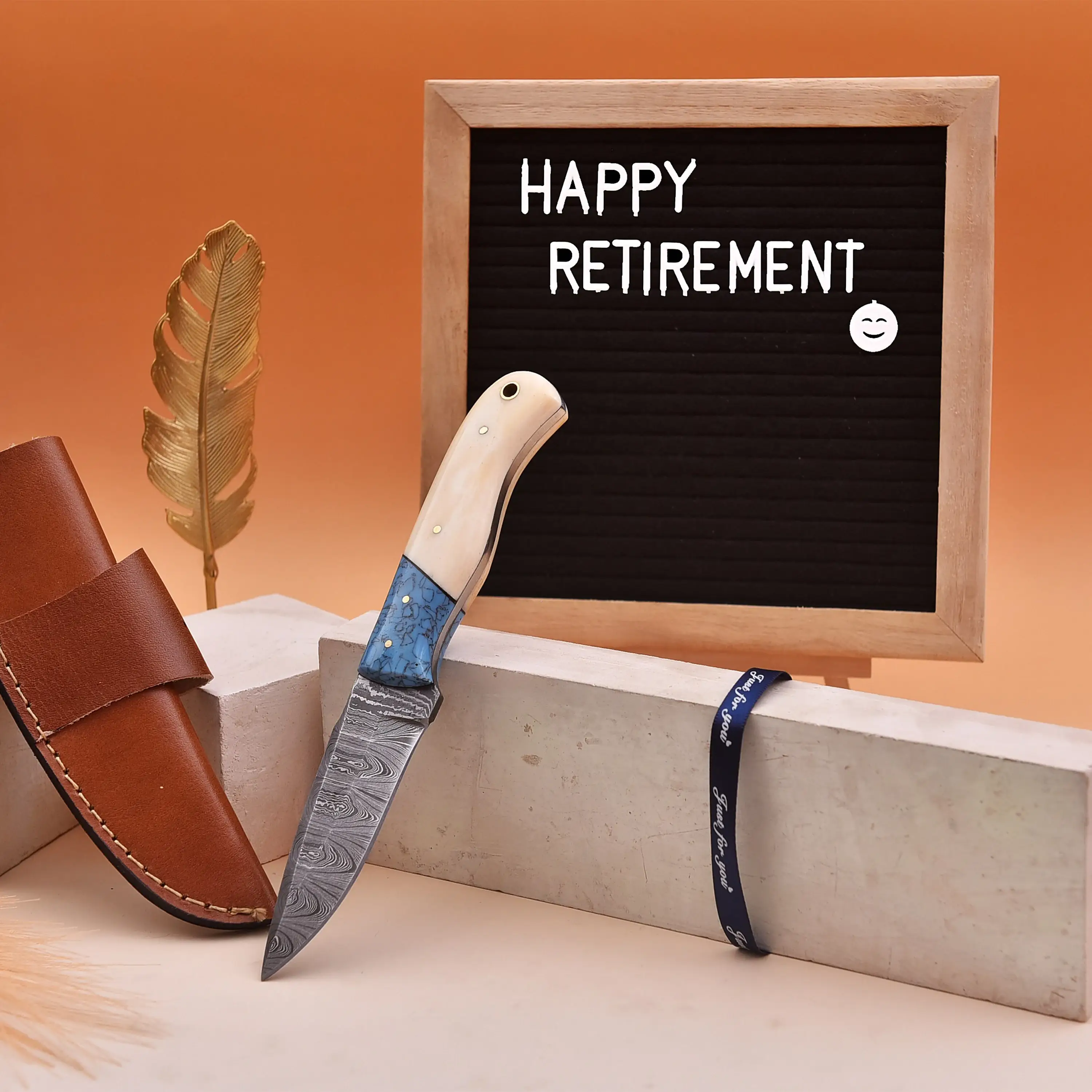 FH KNIVES – Navalha e suporte por atacado – Faca artesanal de 2,4 m de aço damasco com bainha de couro10