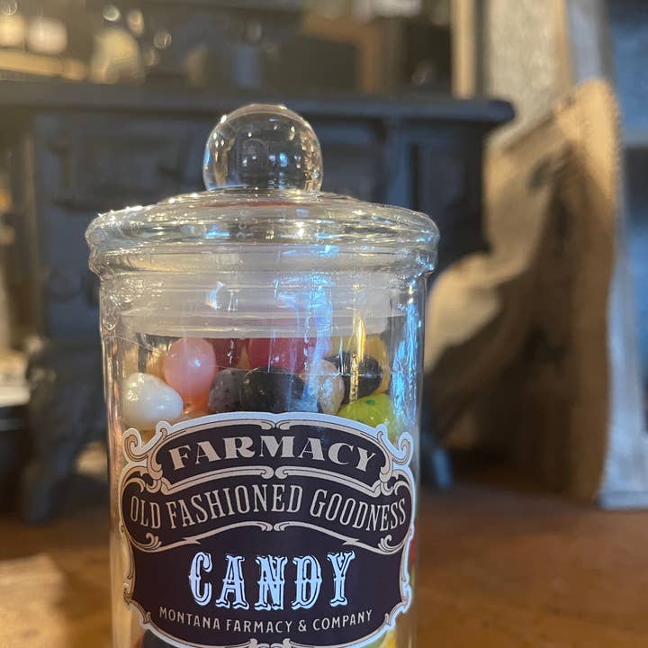 Pot d'apothicaire à l'ancienne avec bonbons Jelly Beans pour la vente par Montana Farmacy