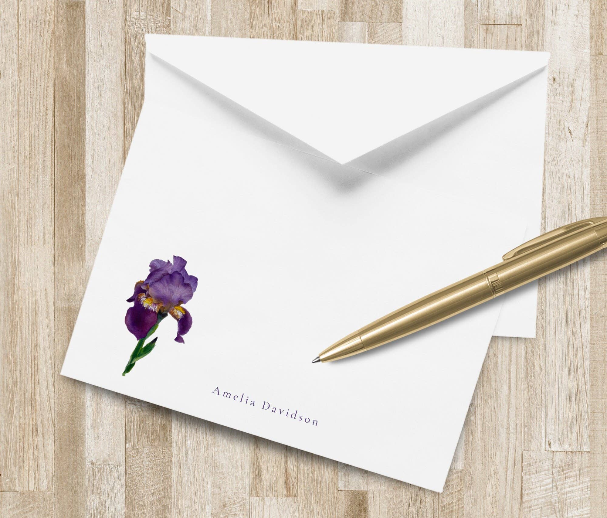 The Winsome Life Stationery - Wholesale Stationery/Notecard Set - Personalized Iris Flower Stationery / Stationary Set0