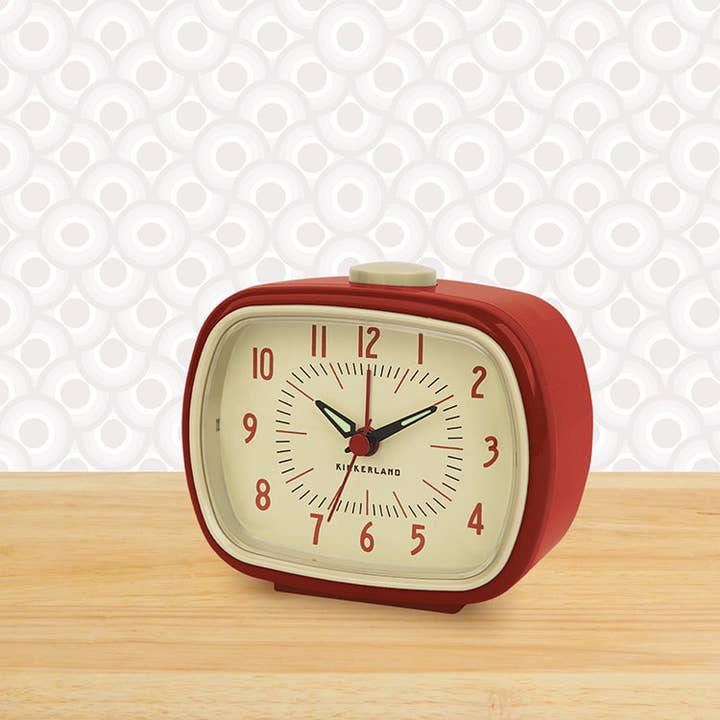 Kikkerland Design Inc - Wholesale Alarm Clock - Retro Alarm Clock + Red