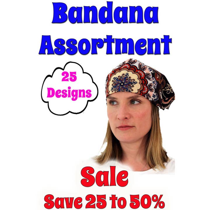 Sunshine Joy - Wholesale Bandana - Women's - Wholesale Lot of 25 Assorted Top Selling Bandanas 50% OFF