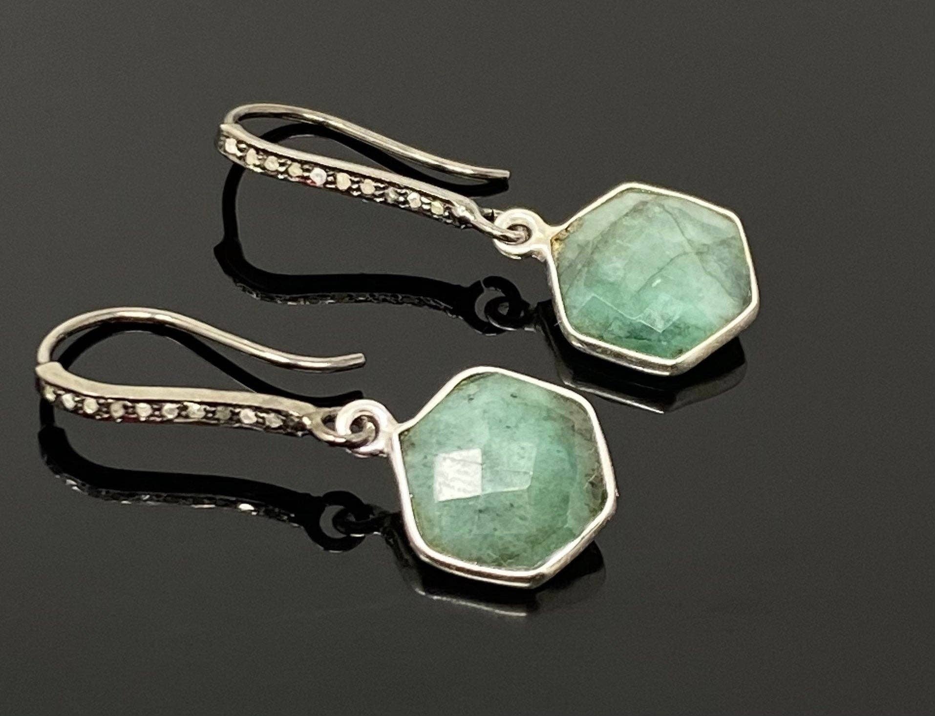 Akstar Gems – Großhandel Ohrhänger – Echte Smaragd Ohrringe, Pave Diamant-Ohrringe, Sterling Silber Edelstein Ohrringe, Geschenke für Sie3