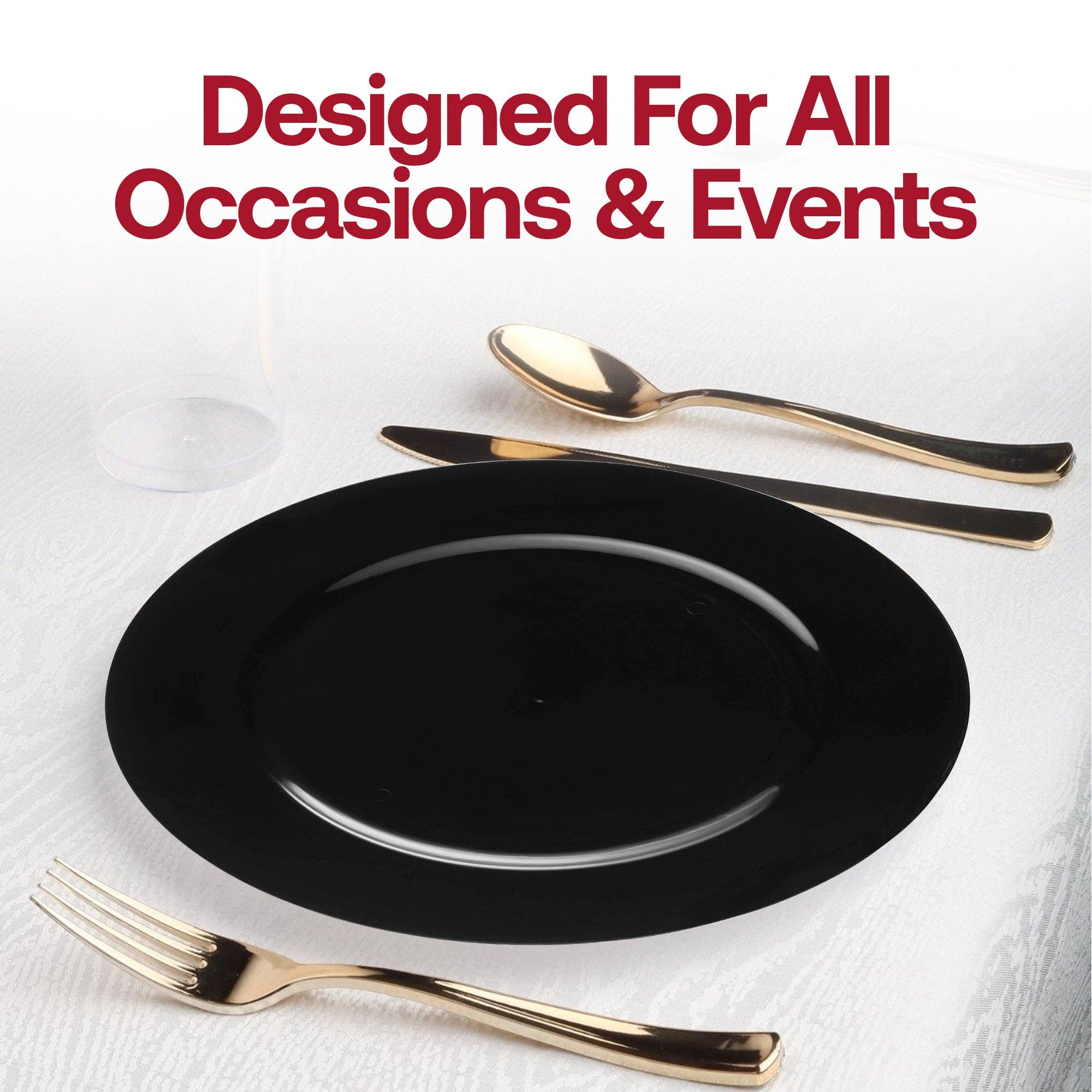 Smarty had a Party - Vente Assiette de présentation - 60 assiettes de présentation rondes en plastique noir de 13"6