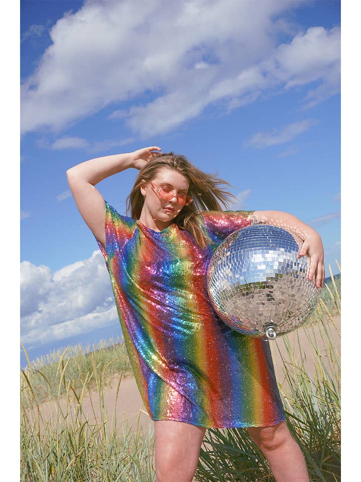 Isolated Heroes - Wholesale Dress - Women's - Pastel Neon Rainbow T-Shirt Dress