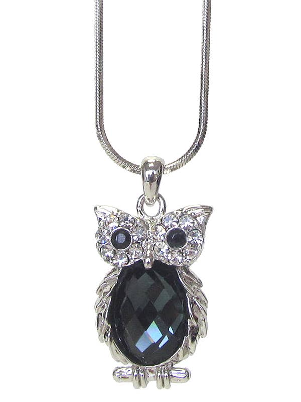 ( Y207 ) CRYSTAL OWL PENDANT NECKLACE for wholesale by Jewelry Max