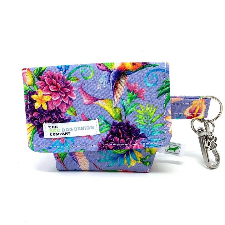 EcoDogDesigns – wholesale Pet poo bag dispenser – Hummingbird Tropical Bird & Flowers Dog Bag Pouch0