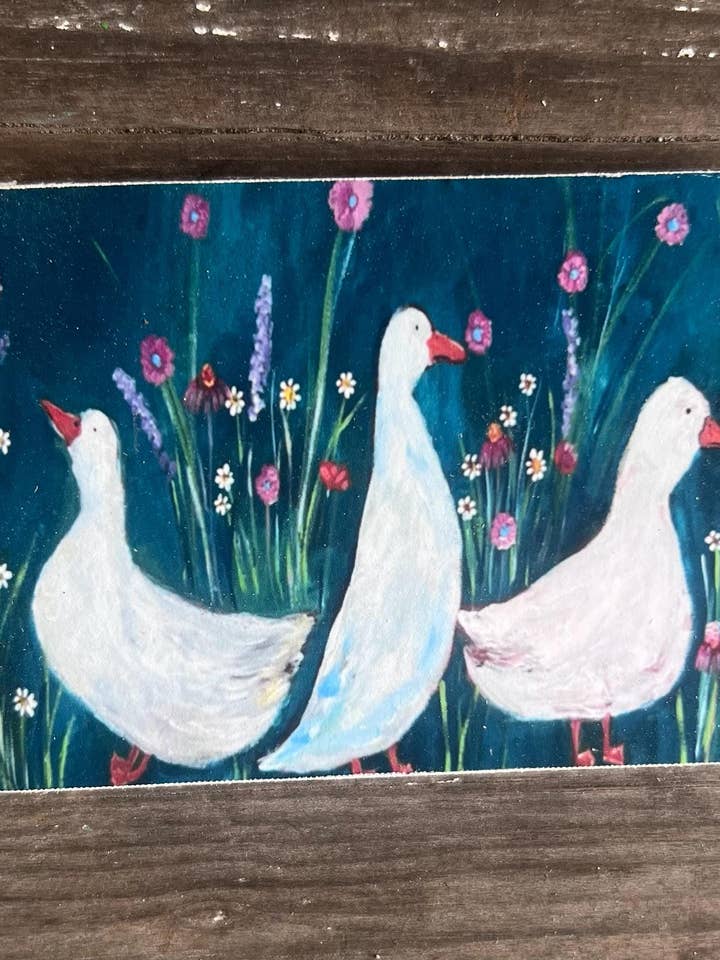 Aimant d'art de canard fantaisiste : Reproduction imprimée sur bois pour la vente par Sunshine Girl Designs