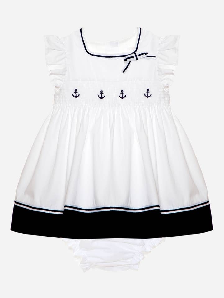 Hvid og marineblå kjole for engroshandel hos Patachou