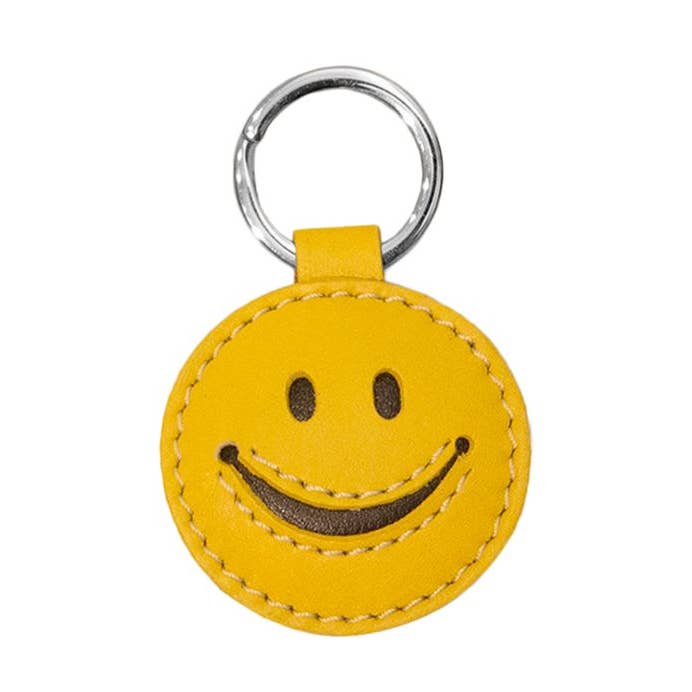 Leather Happy Face Keyfob for wholesale by ili New York