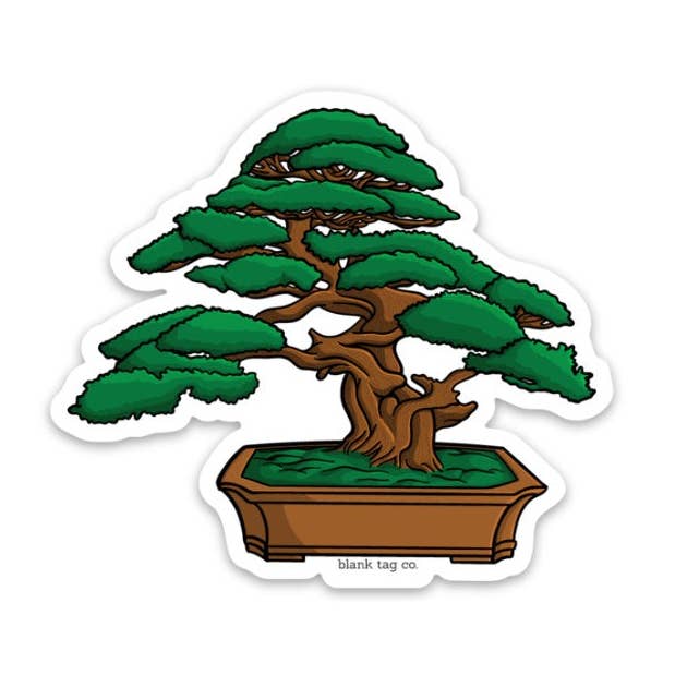 Autocollant Imperméable Blank Tag Co.® - Arbre Bonsai pour la vente par Blank Tag Co. - Waterproof Stickers