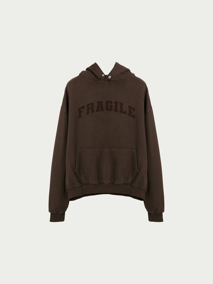 FRAGILE® Chokoladebrun hættetrøje med logo for engroshandel hos FRGL