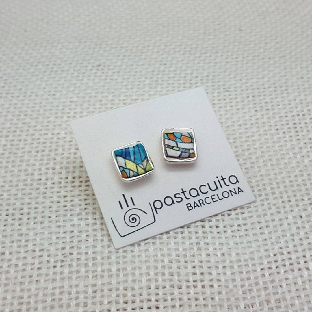 PASTACUITA - Wholesale Stud/Post Earrings - Gaudi modern style square button earrings. "Erin" Collection9
