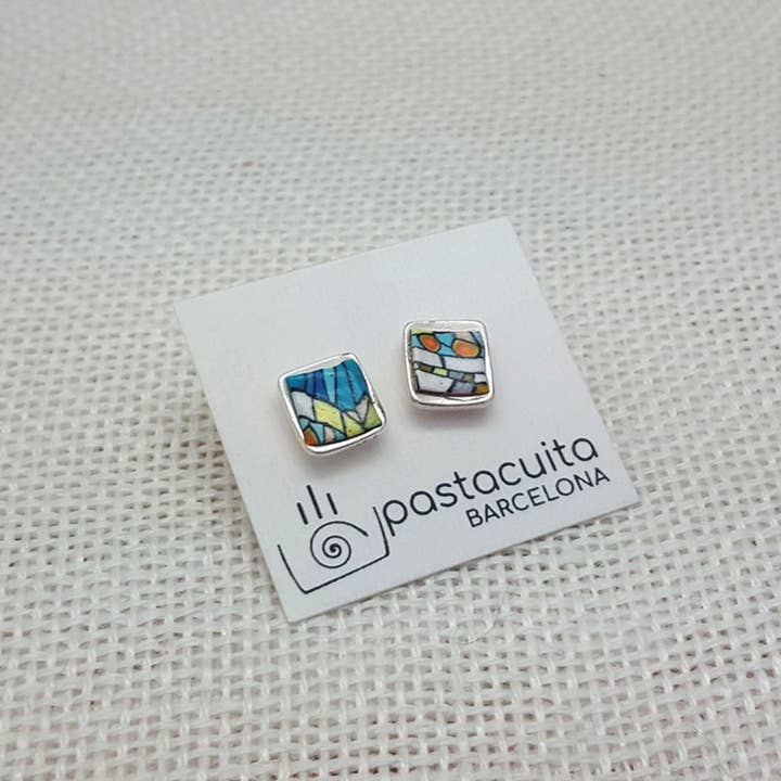 PASTACUITA - Wholesale Stud/Post Earrings - Gaudi modern style square button earrings. "Erin" Collection9