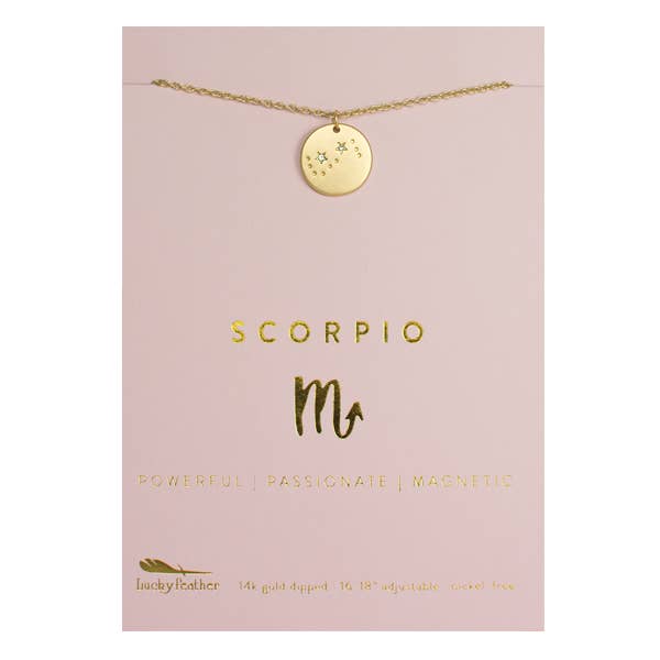 Lucky Feather - Wholesale Pendant/Charm Necklace - Zodiac Necklace - Gold - SCORPIO (Oct 23-Nov 21)