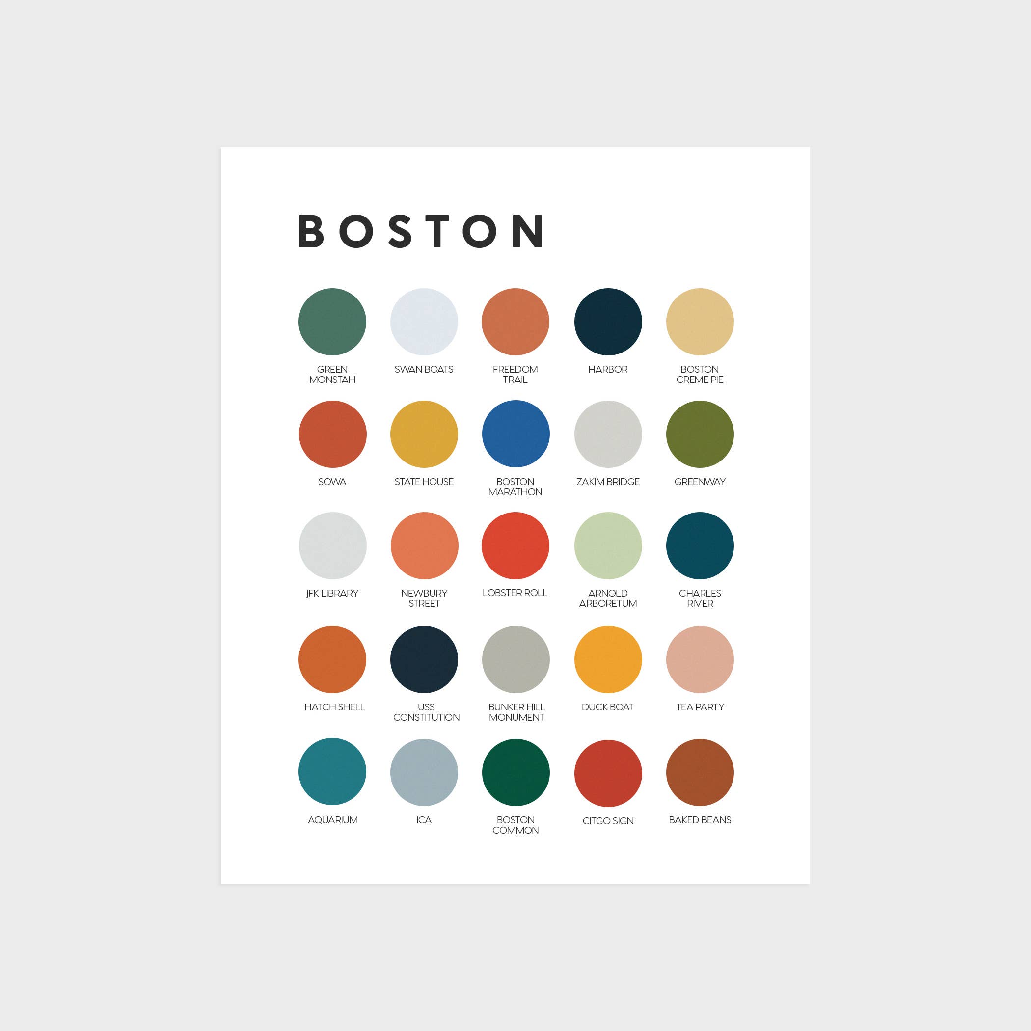 Lunch City Studio - Wholesale Art Print - Boston Color Palette Print1