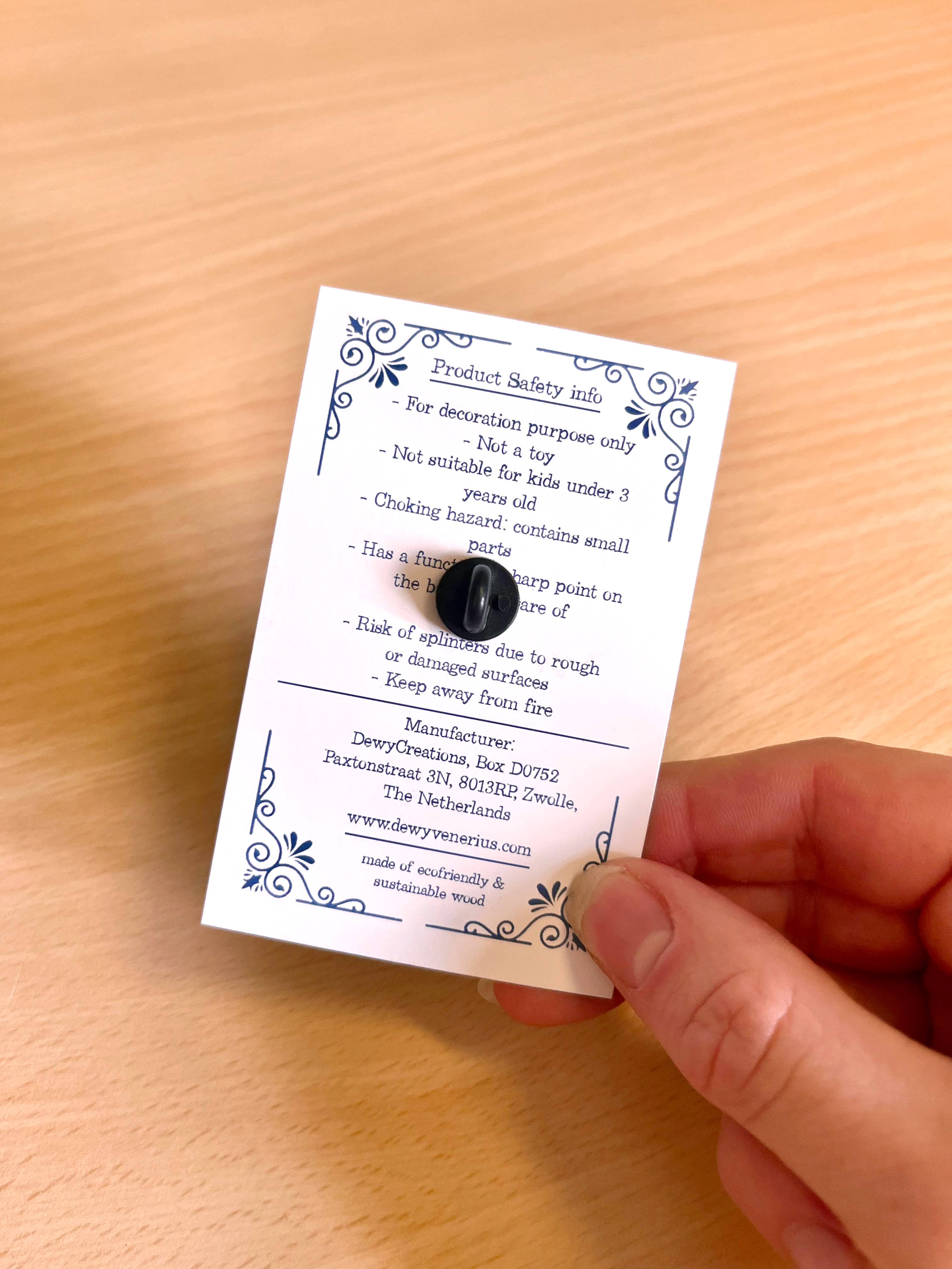 DewyCreations - Wholesale Lapel Pin/Button - Wooden pin - Cute, Kawaii, Dutch Waffle2