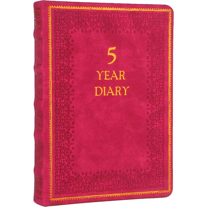 Victoria's Journals - Wholesale Journal/diary - 5 Year Vintage Journal - Vegan Leather Cover 4.6x6.6"(Red)