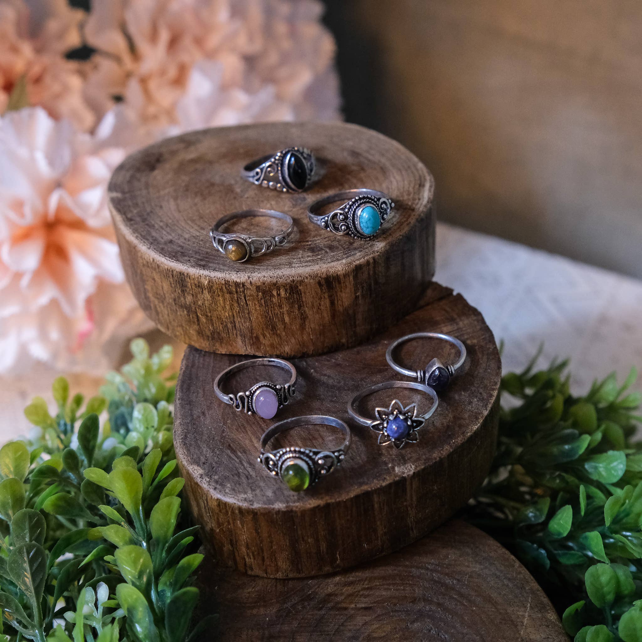 Karma Nepal Crafts - Wholesale Single Stone/Solitaire Ring - 100 Piece Bohemian Silver Crystal StackablRing  ($2.25 each)20