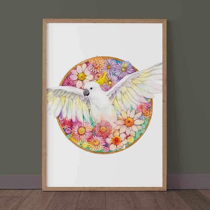 Cockatoo Watercolour Artwork // Spring Is Here // Australian Bird // Wall Art for wholesale by Watercolour By Cat