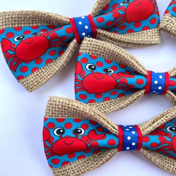 DOG BOW TIES - Wholesale Pet Bow Tie - Dog - Red Crabs Polka Dot Blue
