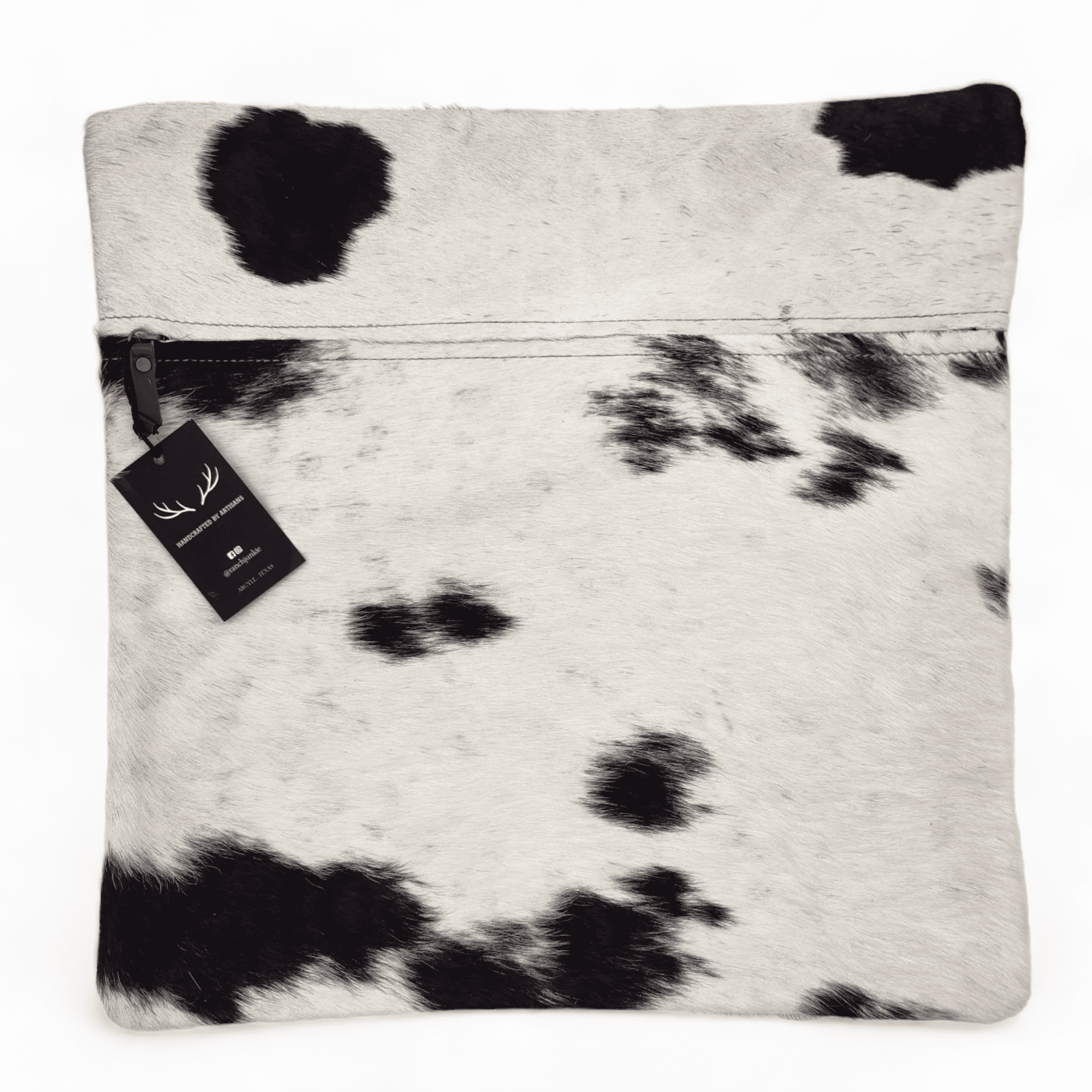 Ranch Junkie - Wholesale Throw Pillow Cover - 18x18 Genuine Cowhide Pillow Covers  Black/White Double Sided Highlands Cowhide Pillow6