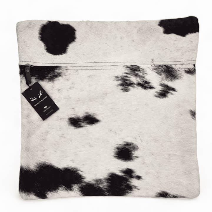 Ranch Junkie - Wholesale Throw Pillow Cover - 18x18 Black/White Genuine Cowhide Pillow Covers Double Sided Highlands Cowhide Pillow9