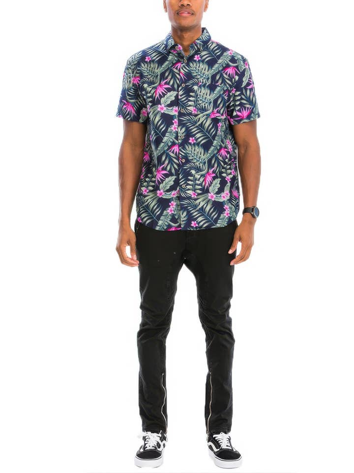 CC Wholesale Clothing - Wholesale Button Down Shirt - Men's - Hawaiian Print Button Down Shirt1