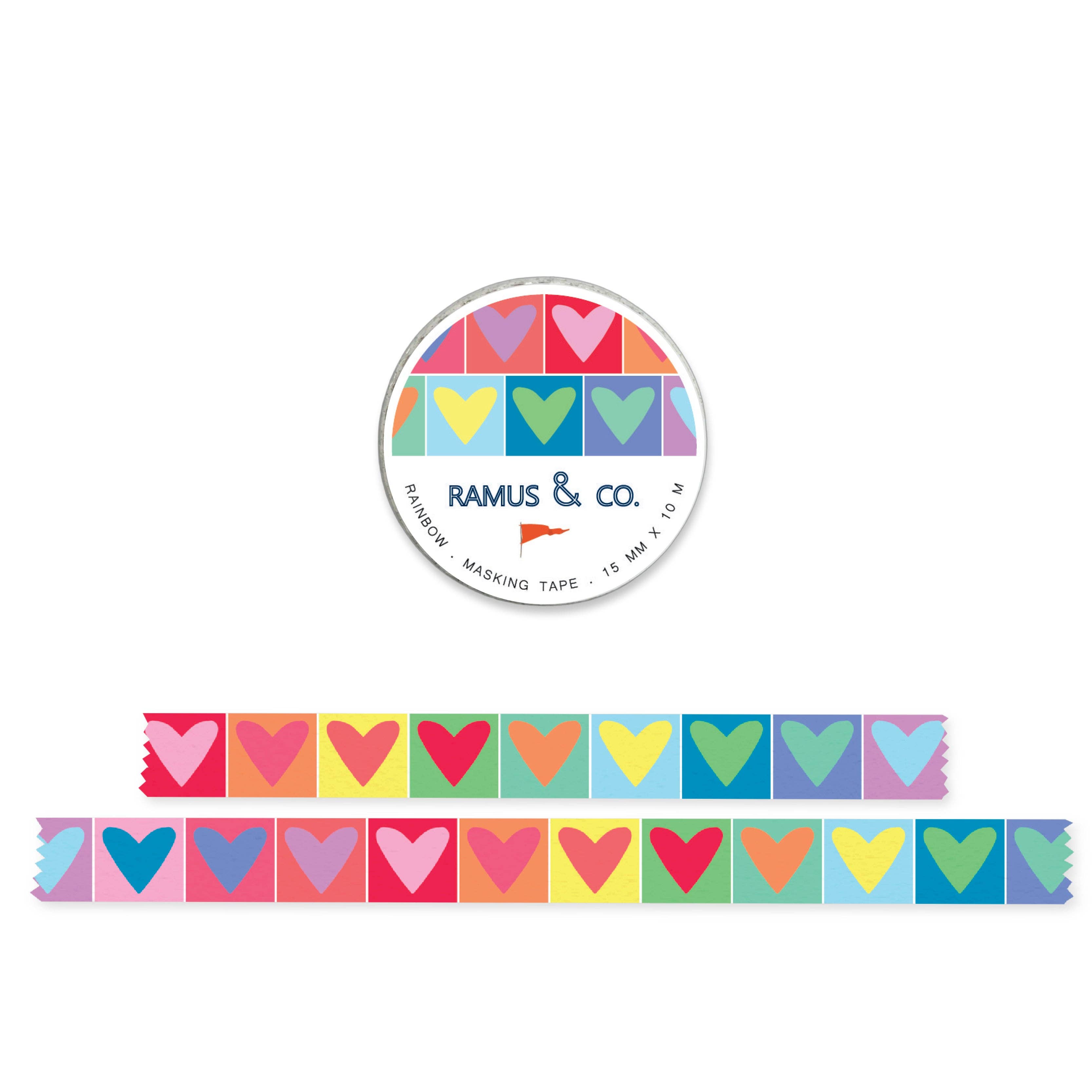 Ramus & Co. – wholesale Washitejp – Rainbow Hearts maskeringstejp0