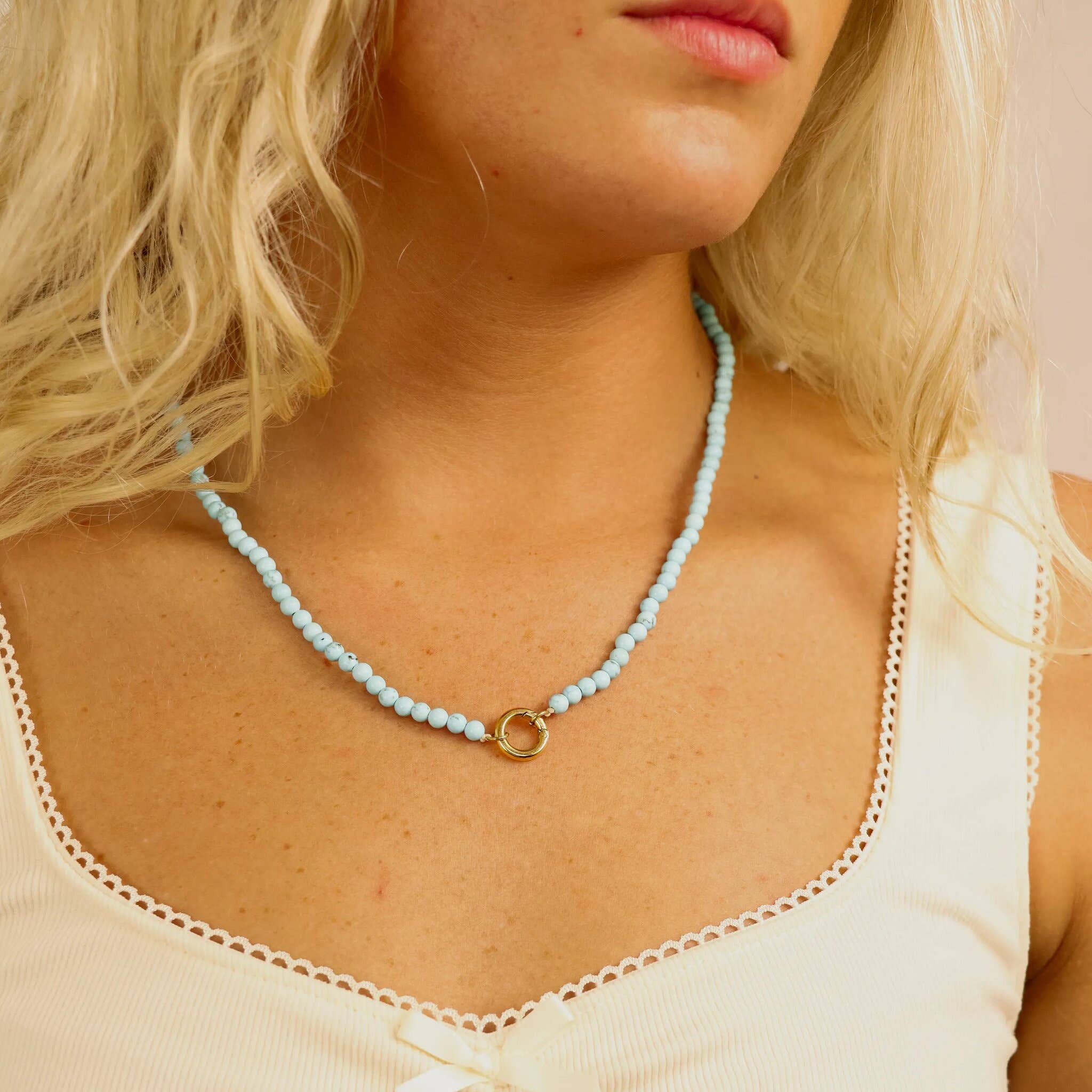 WJW - Wholesale Pendant/Charm Necklace - Semi Precious Natural Stone Charm Keeper Necklace11