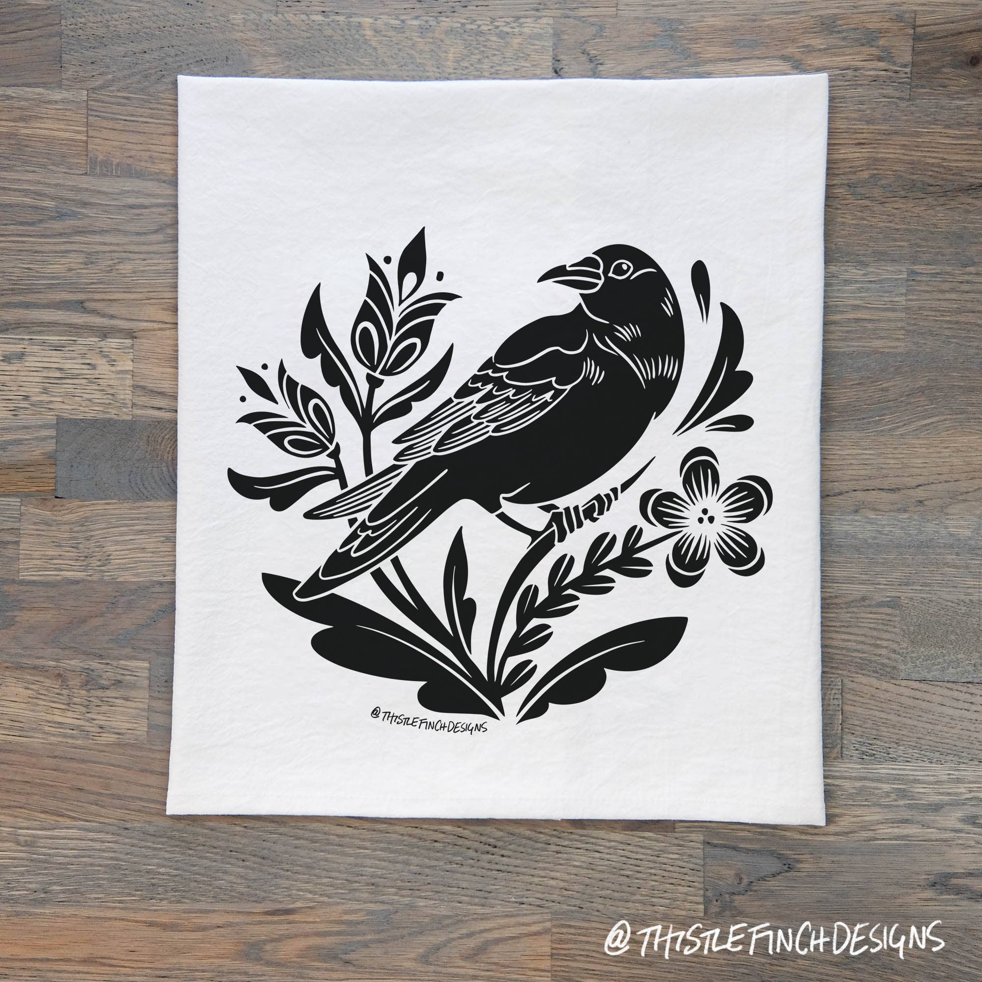 Thistle Finch Designs - Wholesale Tea Towel - Crow Distelfink PA Dutch Tea Towel2