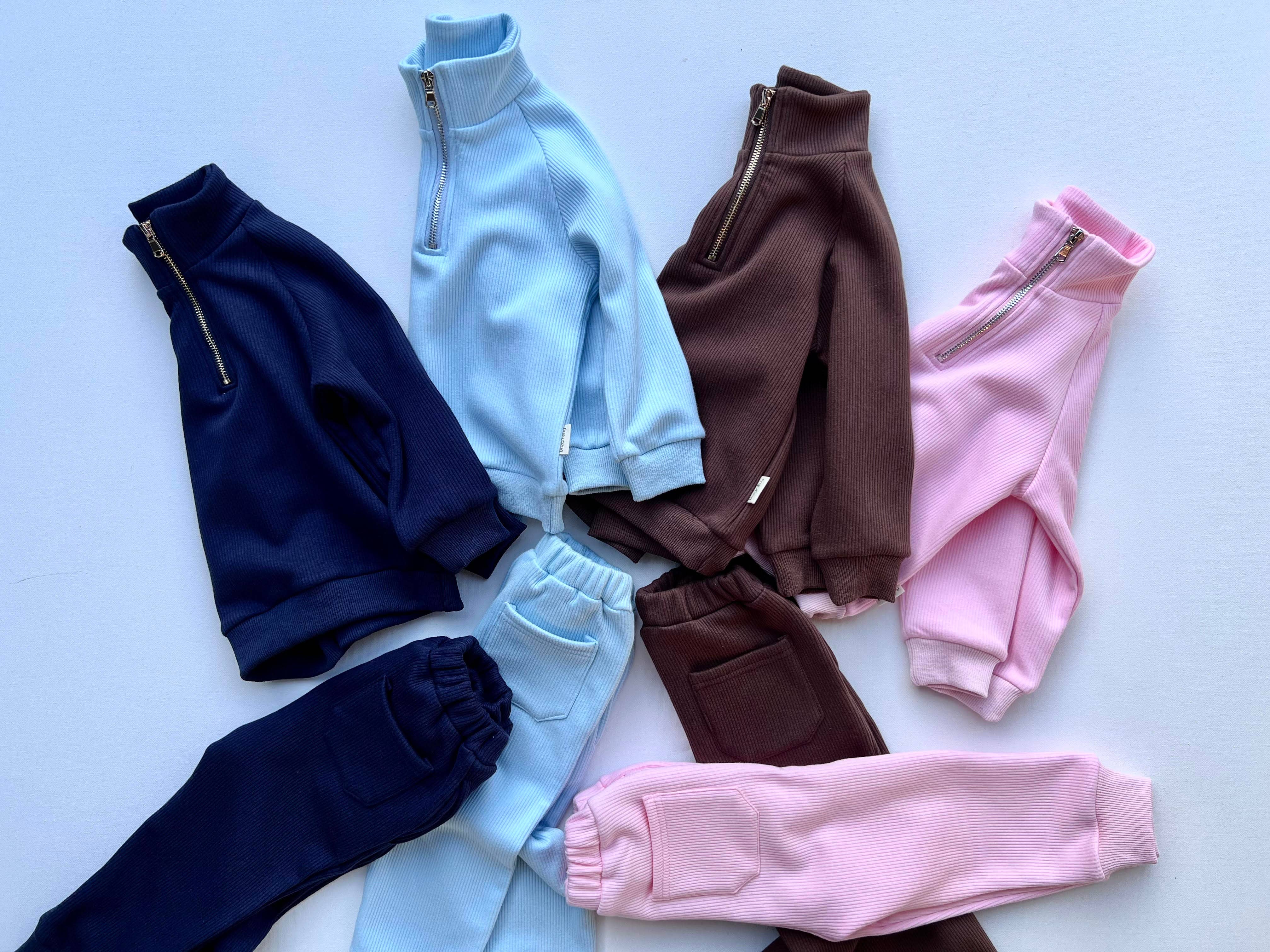 DreamBuy - Wholesale Tracksuit - Kids - Peony Pink Kids Fleeced Tracksuit Ribbed Cotton1