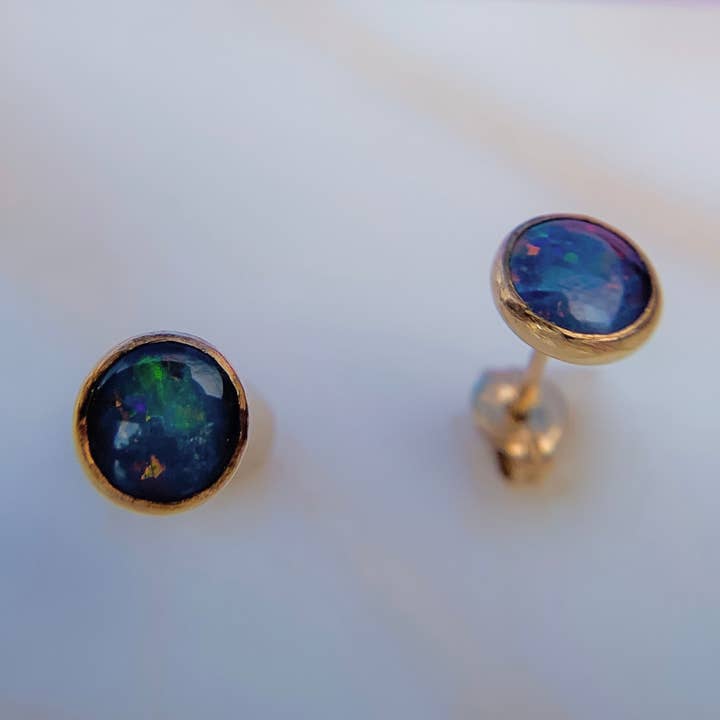 Something blue opal stud earrings for wholesale by Christine Ryan Designs