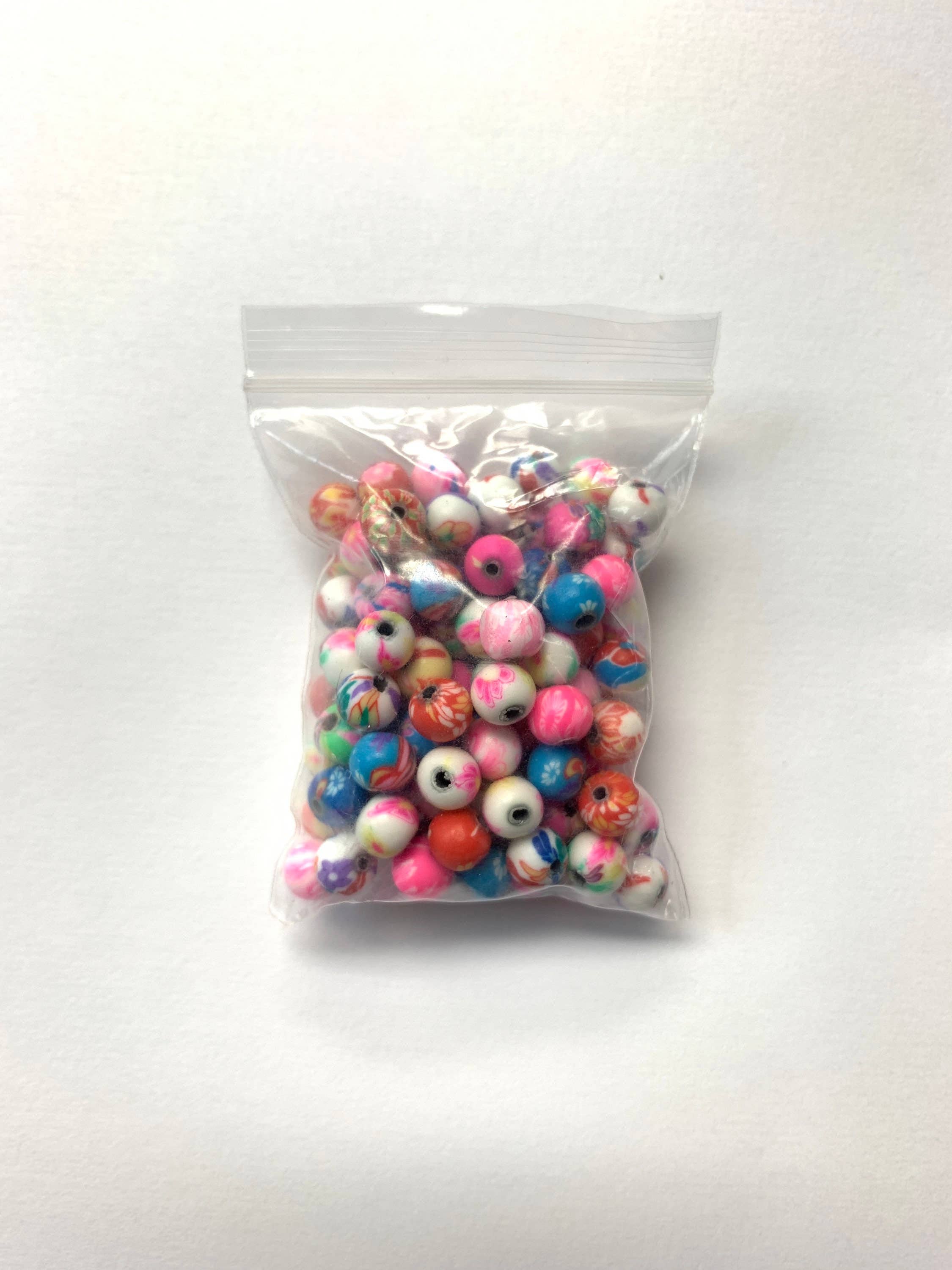 The Bead Bazaar - Wholesale Beads - 100 Bright Flower Beads, 90's Boho Accent Flower Beads, Colo9